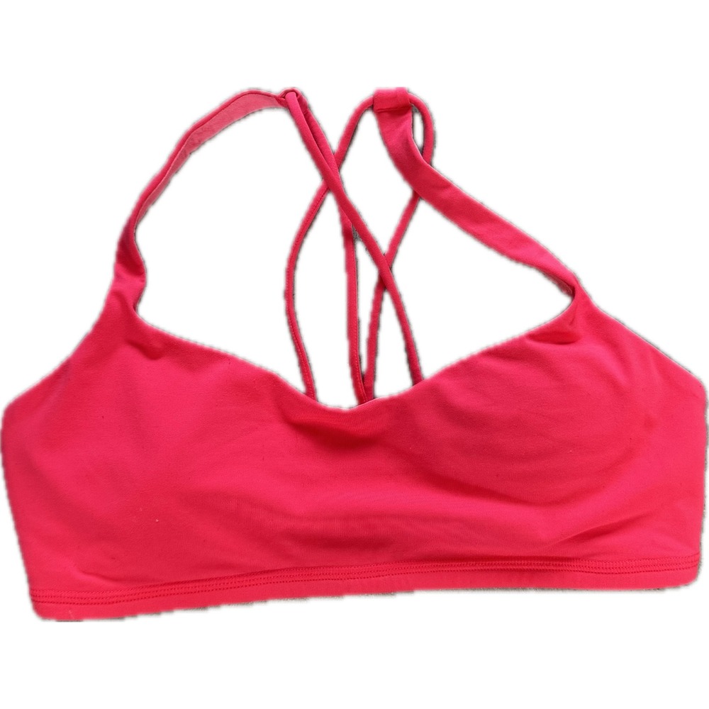 Lululemon Orange Neon Pink Strappy Sports Bra Athletic Workout Yoga Sz S/M